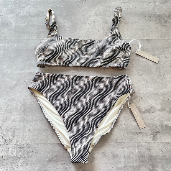 Everlane Other - NWT Everlane Two Piece Bikini Swim Suit Black White Stripe Medium